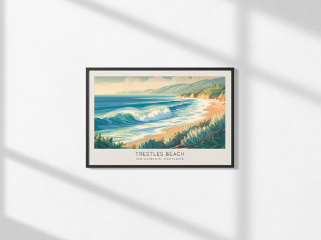 Trestles Beach Landscape Matte Border Poster | San Clemente, California Vacation Wall Art — framed and ready to hang, 2x3 in