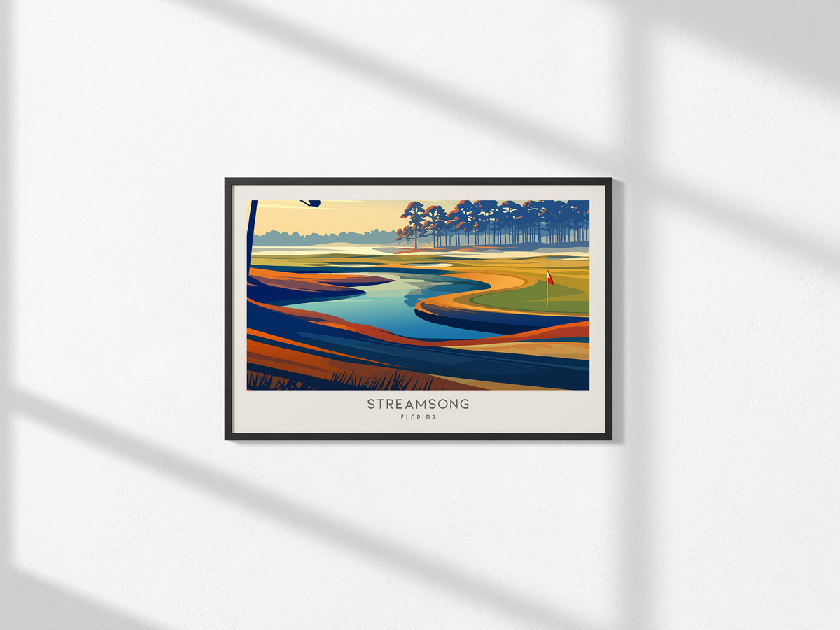 Streamsong Landscape Matte Border Poster | Florida Travel Wall Art — framed and ready to hang, 2x3 in