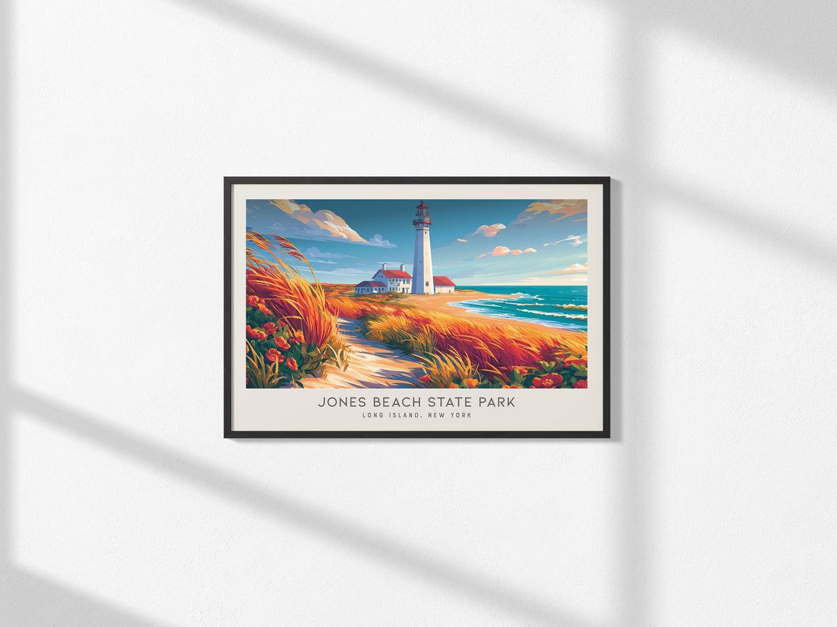 Jones Beach State Park Landscape Matte Border Poster | Long Island, New York Travel Wall Art — framed and ready to hang, 2x3