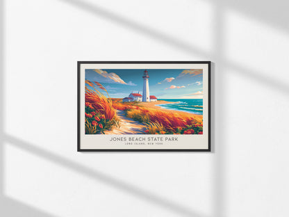 Jones Beach State Park Landscape Matte Border Poster | Long Island, New York Travel Wall Art — framed and ready to hang, 2x3