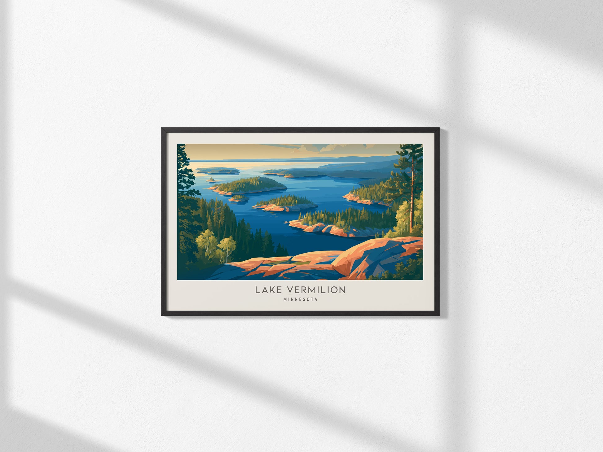 Lake Vermilion Landscape Matte Border Poster | Travel Wall Art — framed and ready to hang, 2x3 in