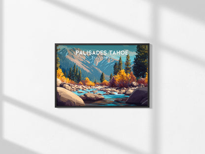Palisades Tahoe Landscape Poster | California Ski Run Vacation Wall Art — framed and ready to hang, 2x3 in