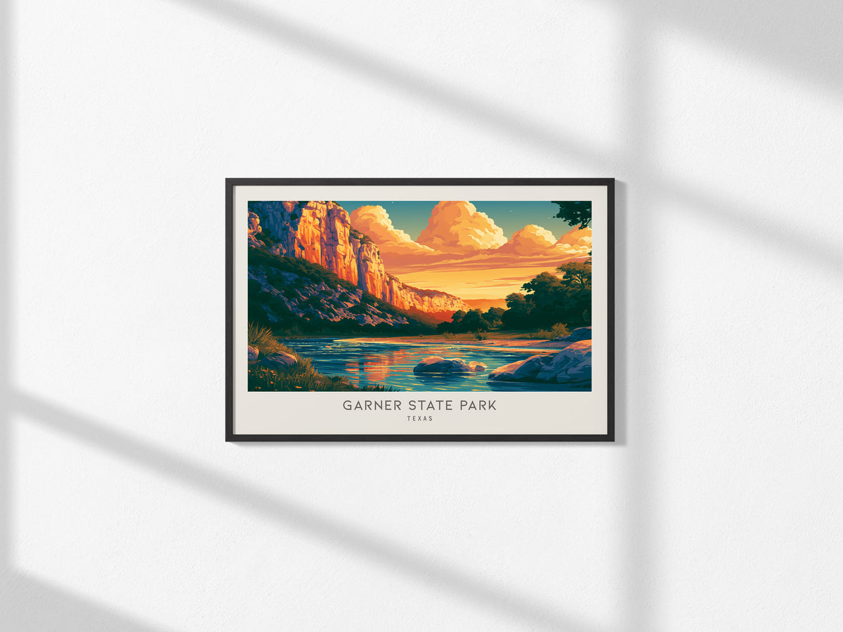 Garner State Park Landscape Matte Border Poster | Texas Hill Country Vacation Wall Art — framed and ready to hang, 2x3 in