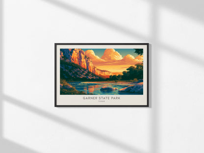 Garner State Park Landscape Matte Border Poster | Texas Hill Country Vacation Wall Art — framed and ready to hang, 2x3 in