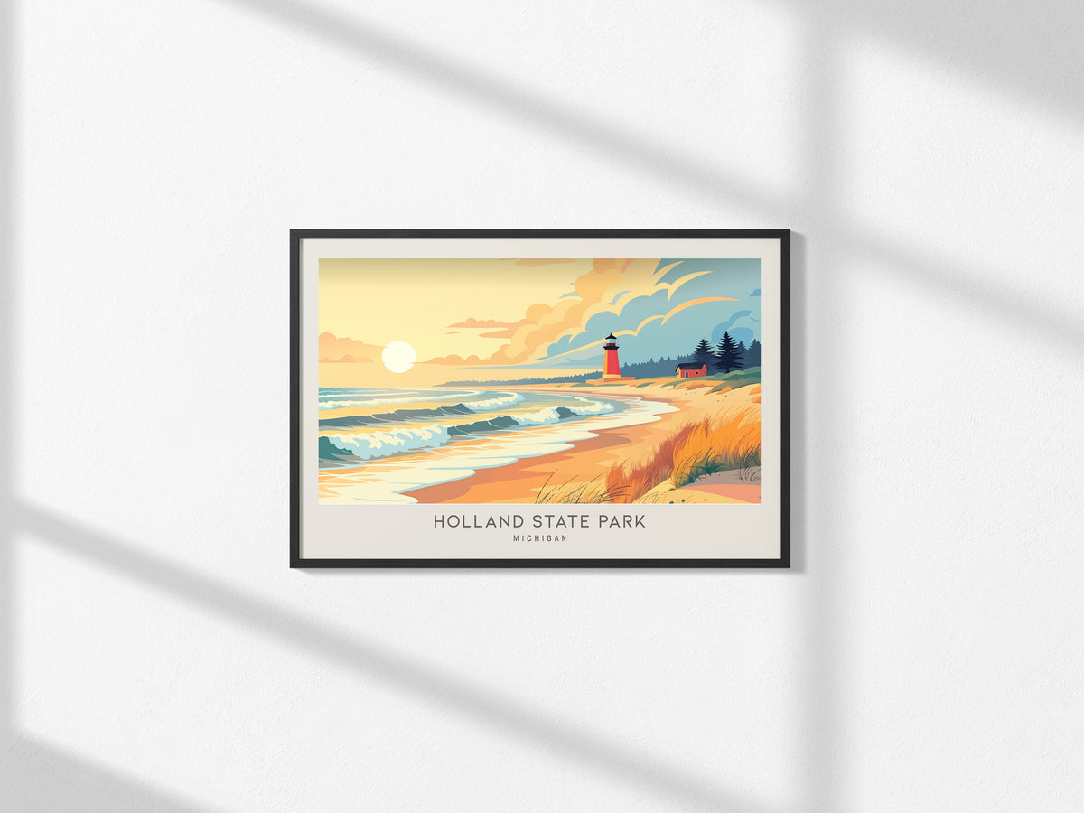 Holland State Park Landscape Matte Border Poster | Michigan Beach House Decor Vacation Wall Art — framed and ready to hang, 2