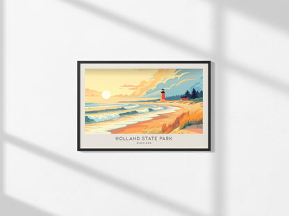 Holland State Park Landscape Matte Border Poster | Michigan Beach House Decor Vacation Wall Art — framed and ready to hang, 2