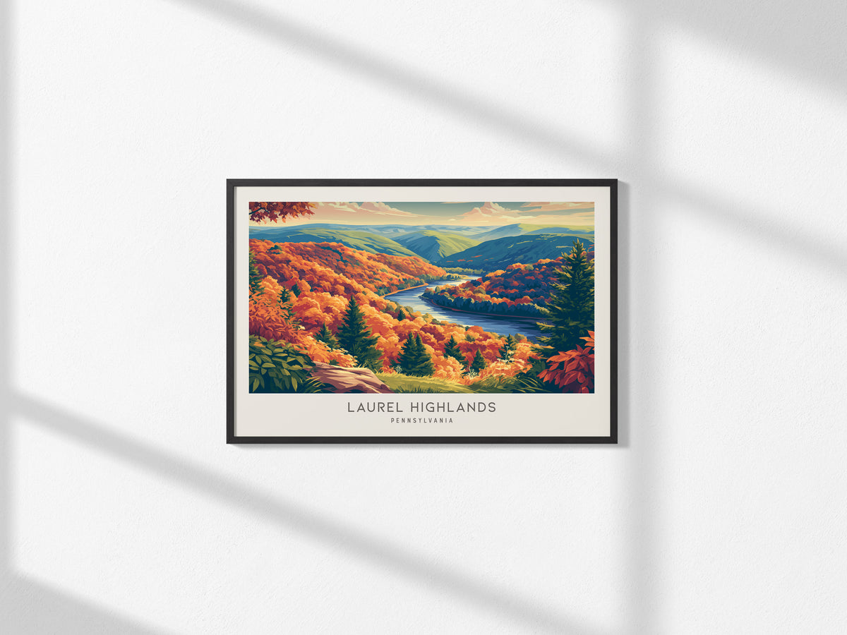 Laurel Highlands Landscape Matte Border Poster | Pennsylvania Vacation Wall Art — framed and ready to hang, 2x3 in