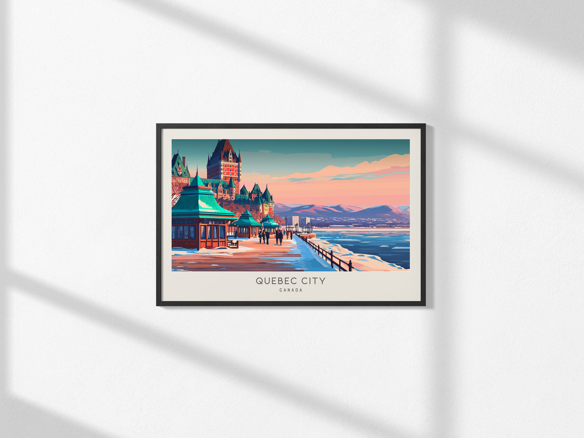 Quebec City Landscape Matte Border Poster | Canada Travel Wall Art — framed and ready to hang, 2x3 in