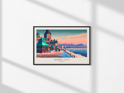 Quebec City Landscape Matte Border Poster | Canada Travel Wall Art — framed and ready to hang, 2x3 in