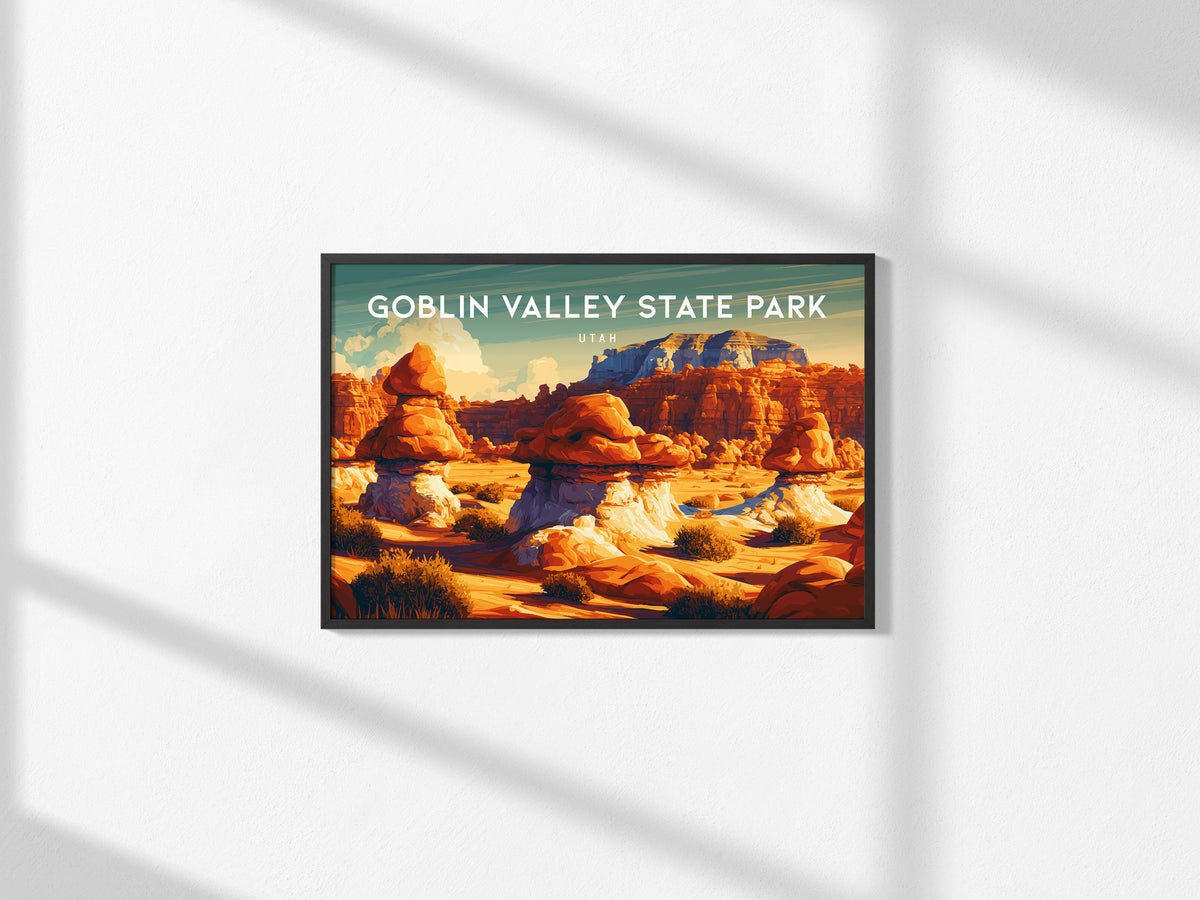 Goblin Valley State Park, Utah Landscape Poster | Vacation Wall Art — framed and ready to hang, 2x3 in