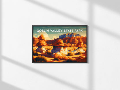 Goblin Valley State Park, Utah Landscape Poster | Vacation Wall Art — framed and ready to hang, 2x3 in