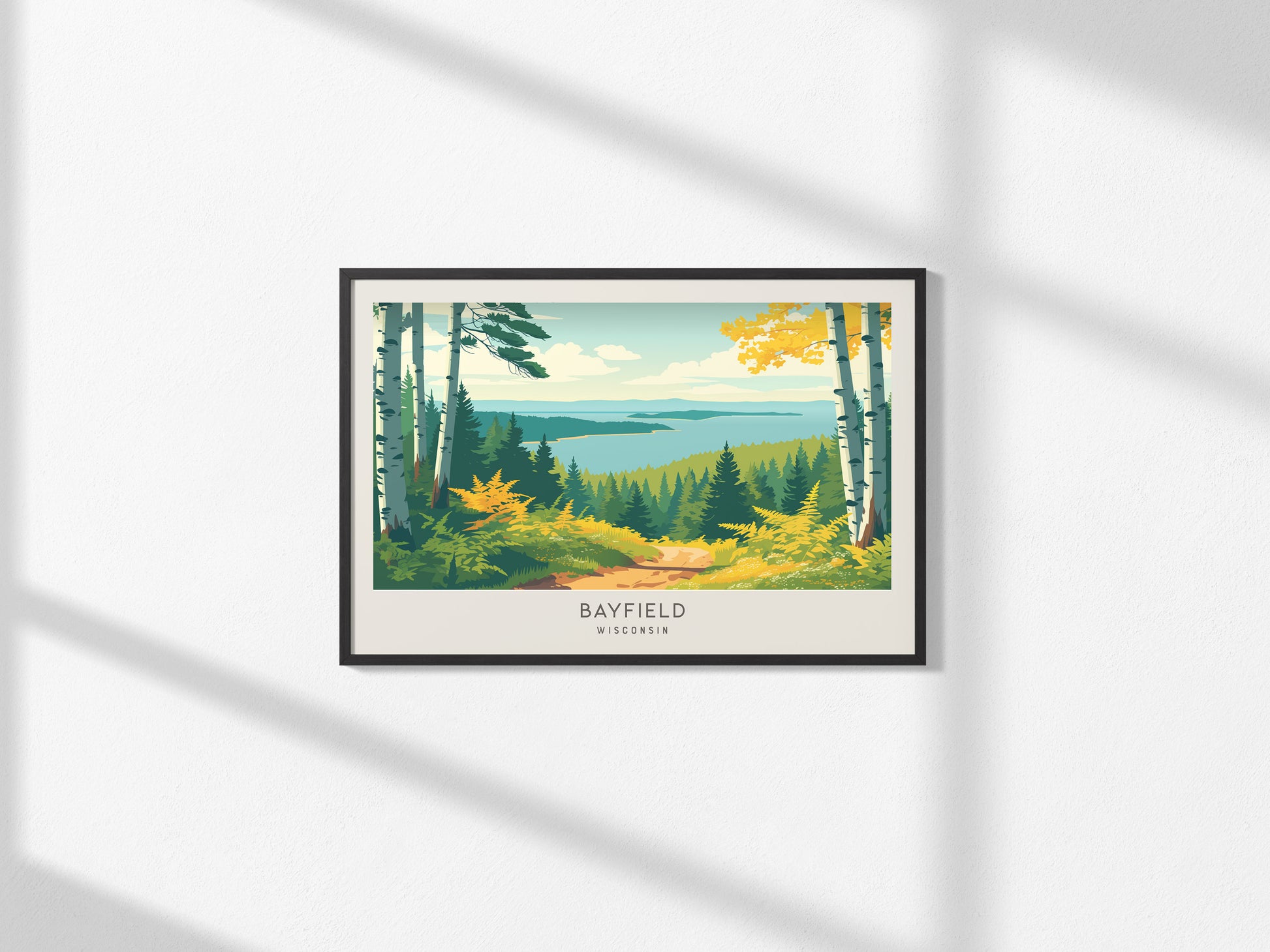 Bayfield Landscape Matte Border Poster | Wisconsin Vacation Wall Art — framed and ready to hang, 2x3 in