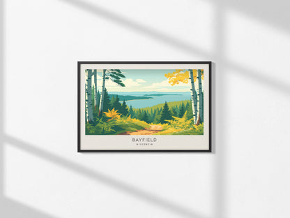 Bayfield Landscape Matte Border Poster | Wisconsin Vacation Wall Art — framed and ready to hang, 2x3 in