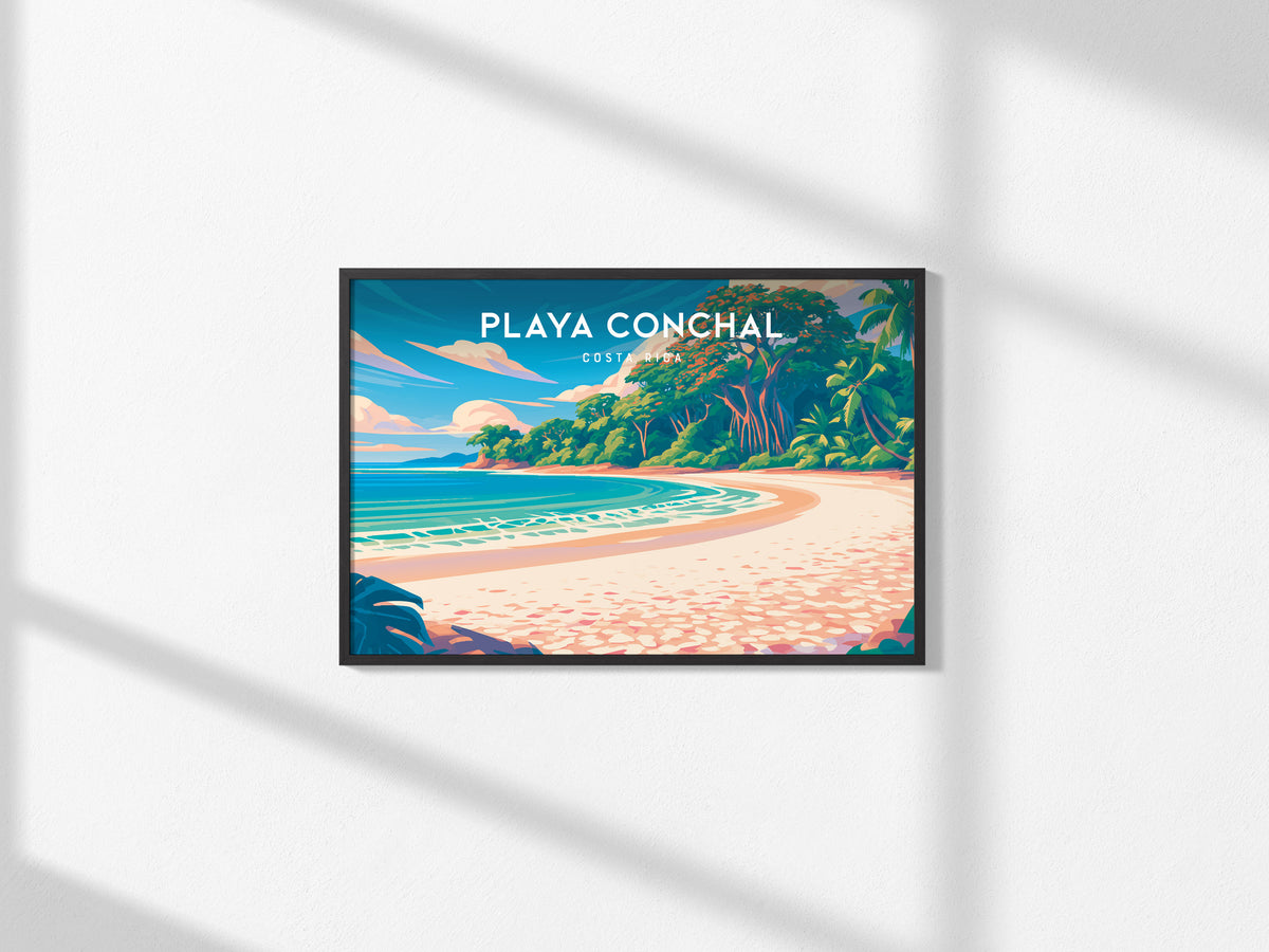 Playa Conchal Landscape Poster | Costa Rica Beach House Decor Wall Art — framed and ready to hang, 2x3 in
