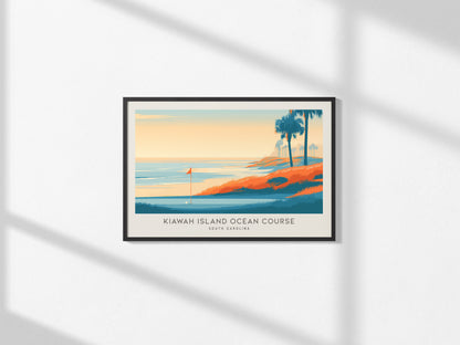 Kiawah Island Ocean Course Landscape Matte Border Poster | South Carolina Golf Course Print & Country Club Decor — framed and