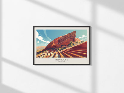 Red Rocks Landscape Matte Border Poster | Colorado Travel Wall Art — framed and ready to hang, 2x3 in