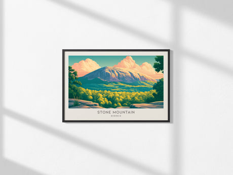 Stone Mountain Park Landscape Matte Border Poster | Stone Mountain, Georgia Framed or Unframed Travel Gift — framed and ready