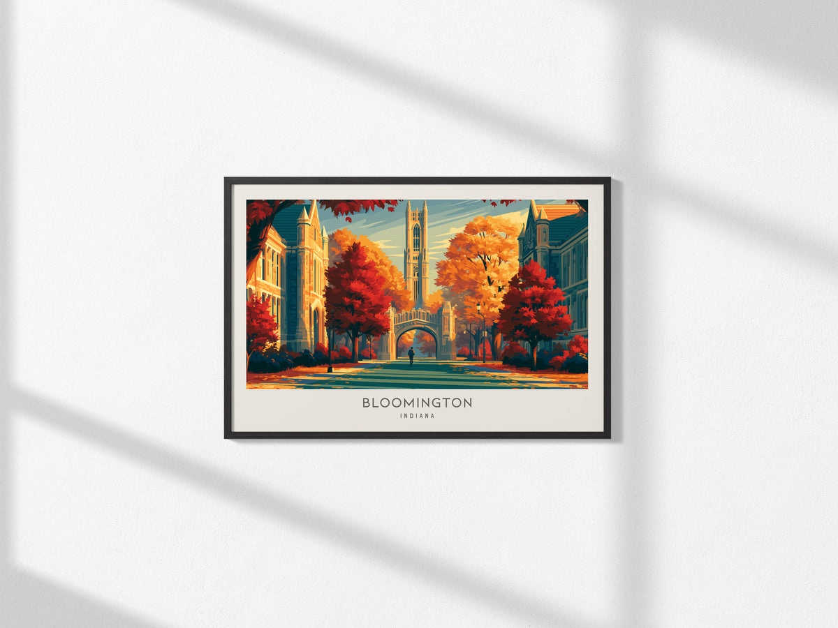 Bloomington Landscape Matte Border Poster | Indiana Travel Wall Art — framed and ready to hang, 2x3 in