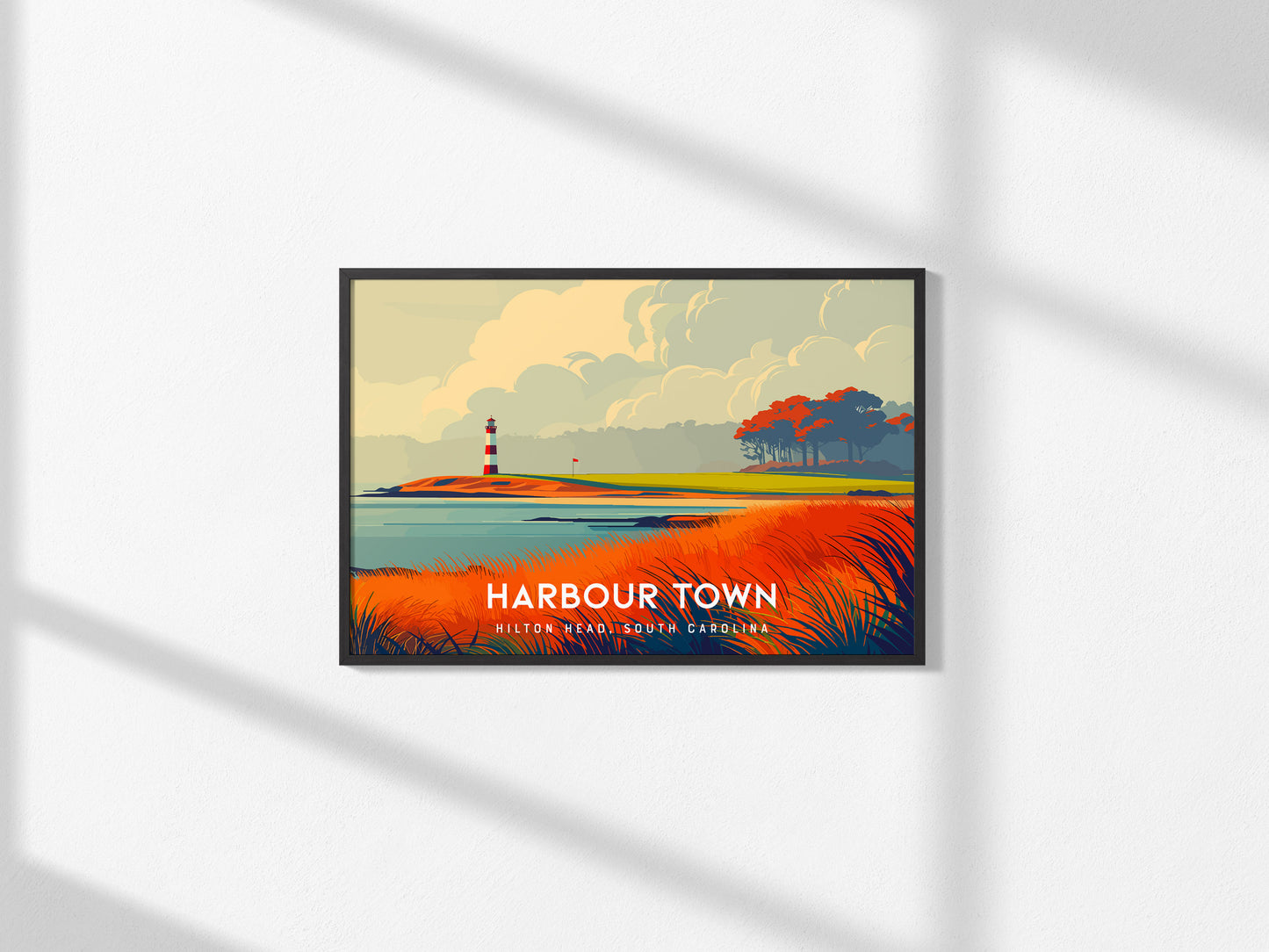 Harbour Town Golf Links Landscape, Hilton Head, South Carolina Poster | Country Club Decor & Links Wall Art — framed and read