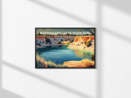 Bottomless Lakes State Park Landscape Poster | Roswell, New Mexico Vacation Wall Art — framed and ready to hang, 2x3 in