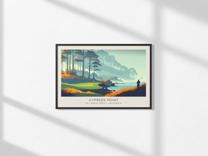 Cypress Point Landscape Matte Border Poster | Del Monte Forest, California Country Club Decor Golf Course Print — framed and