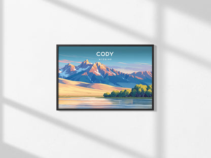 Cody, Wyoming Landscape Poster | Rodeo & Frontier Vacation Wall Art — framed and ready to hang, 2x3 in