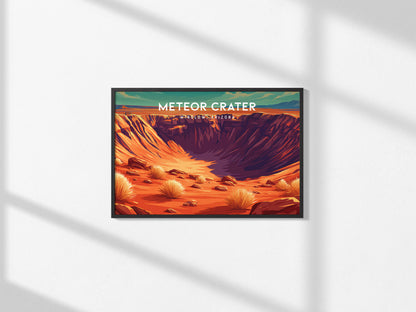 Meteor Crater Landscape Poster | Winslow, Arizona Framed or Unframed Vacation Wall Art — framed and ready to hang, 2x3 in