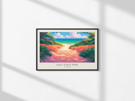 Gulf State Park Landscape Matte Border Poster | Alabama Vacation Wall Art Tropical Beach Print — framed and ready to hang, 2x