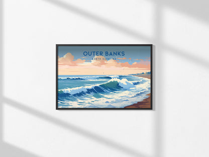 Outer Banks, North Carolina Landscape Poster | Coastal Beach Decor Wall Art — framed and ready to hang, 2x3 in