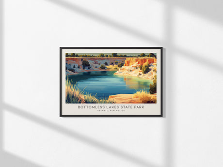 Bottomless Lakes State Park Landscape Matte Border Poster | Roswell, New Mexico Framed or Unframed Desert Oasis Print — frame