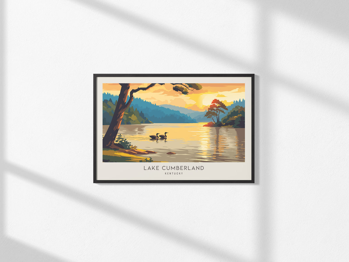 Lake Cumberland Landscape Matte Border Poster | Kentucky Travel Wall Art — framed and ready to hang, 2x3 in