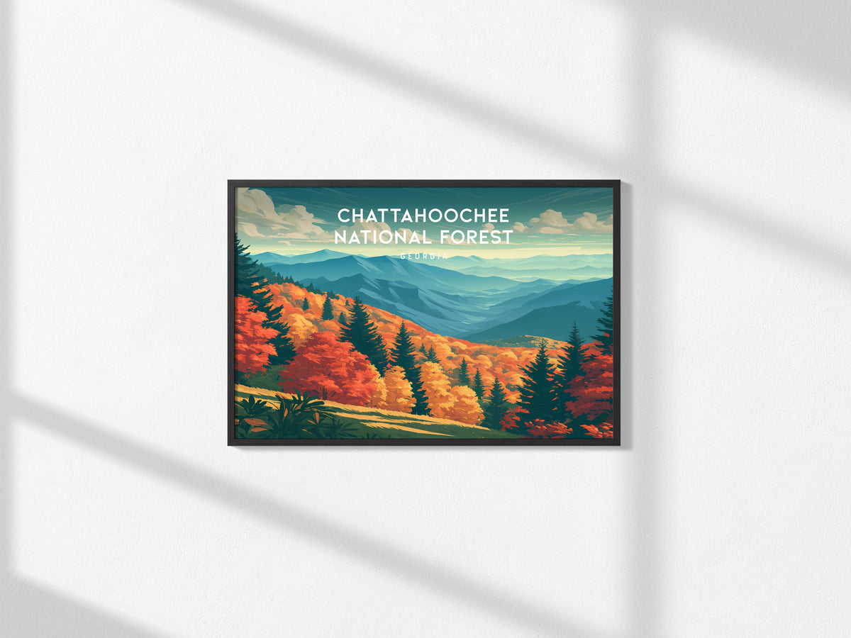 Chattahoochee National Forest Landscape, Georgia Poster | Appalachian Trail Vacation Wall Art — framed and ready to hang, 2x3