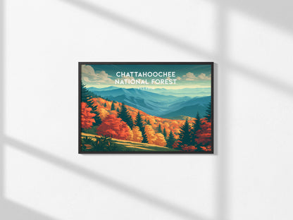 Chattahoochee National Forest Landscape, Georgia Poster | Appalachian Trail Vacation Wall Art — framed and ready to hang, 2x3