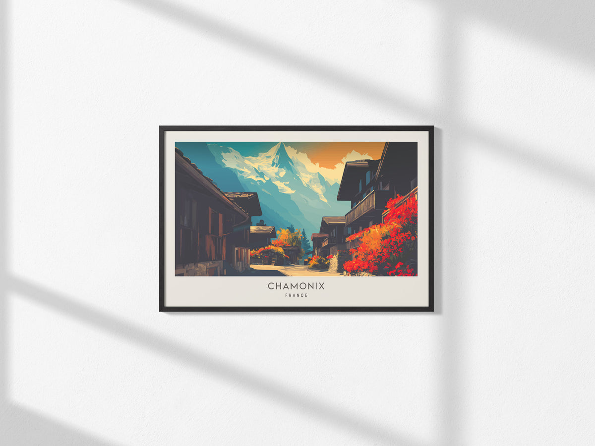 Chamonix Landscape Matte Border Poster | France Travel Wall Art — framed and ready to hang, 2x3 in