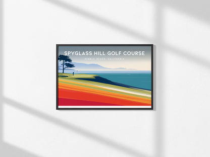 Spyglass Hill Golf Course Landscape Poster | Pebble Beach, California Country Club Decor Wall Art — framed and ready to hang