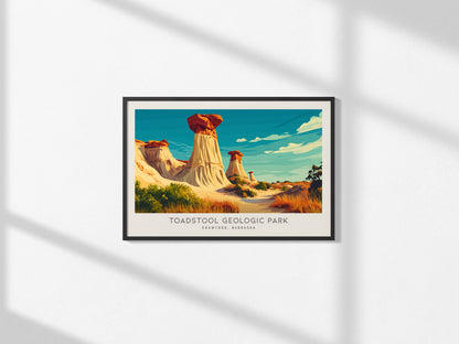 Toadstool Geologic Park Landscape Matte Border Poster | Crawford, Nebraska Framed or Unframed Travel Gift — framed and ready