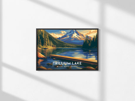 Trillium Lake Landscape Poster | Mount Hood, Oregon Framed or Unframed Vacation Wall Art — framed and ready to hang, 2x3 in