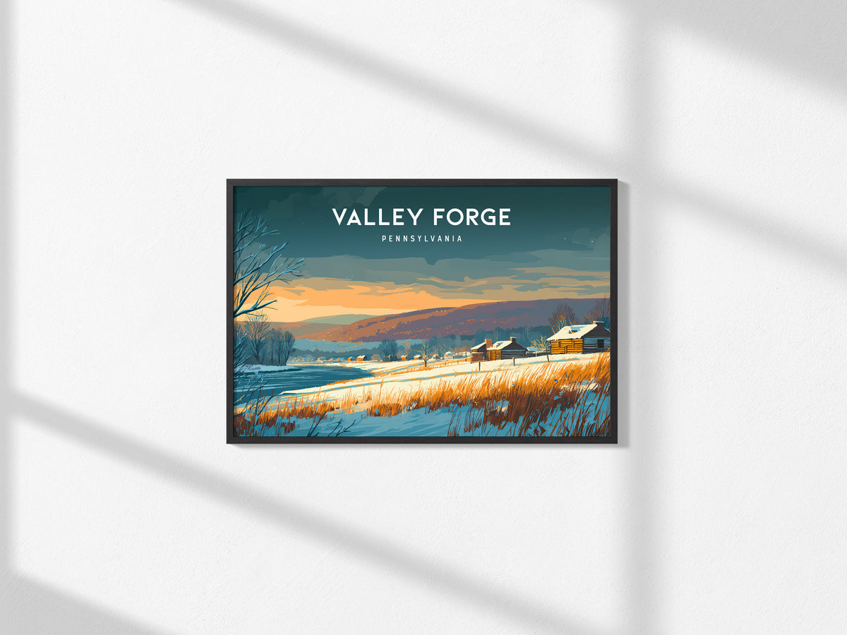 Valley Forge, Pennsylvania Landscape Poster | Revolutionary War Park Vacation Wall Art — framed and ready to hang, 2x3 in