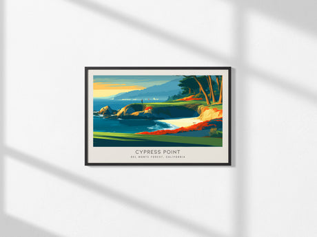 Cypress Point Landscape Matte Border Poster | Del Monte Forest, California Country Club Decor Golf Course Print — framed and