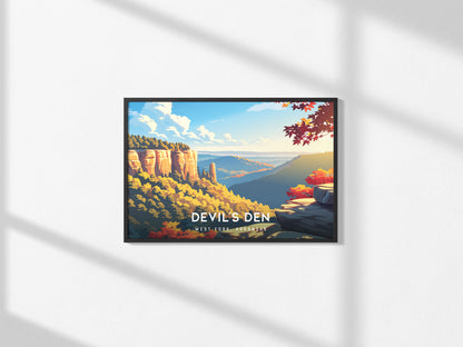Devil's Den Landscape Poster | West Fork, Arkansas Vacation Wall Art — framed and ready to hang, 2x3 in