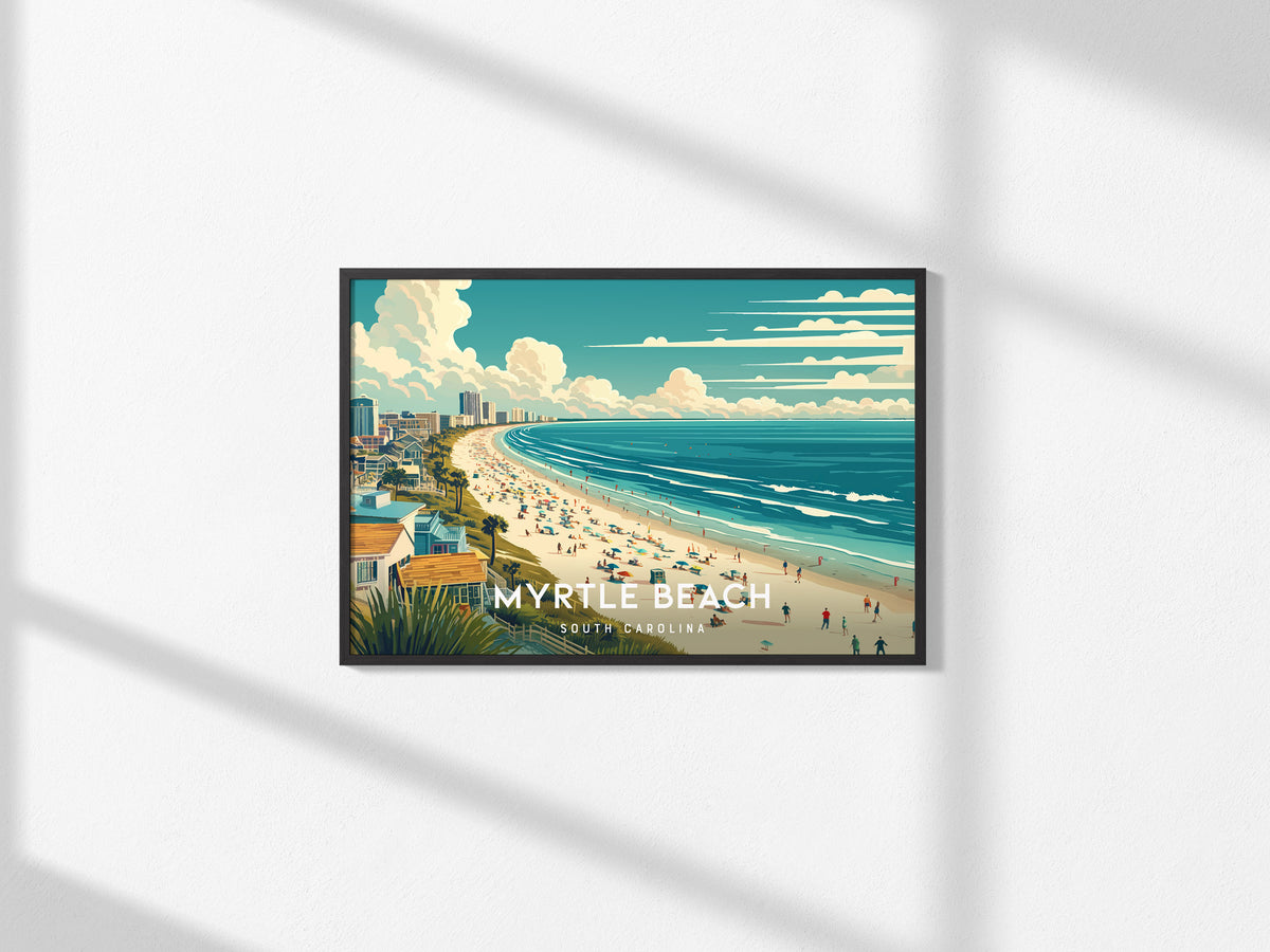 Myrtle Beach, South Carolina Landscape Poster | Coastal Beach Decor Wall Art — framed and ready to hang, 2x3 in