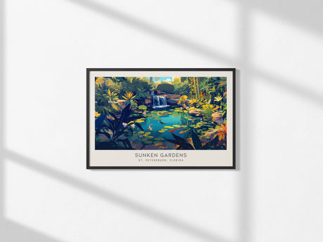 Sunken Gardens Landscape Matte Border Poster | St. Petersburg, Florida Vacation Wall Art — framed and ready to hang, 2x3 in