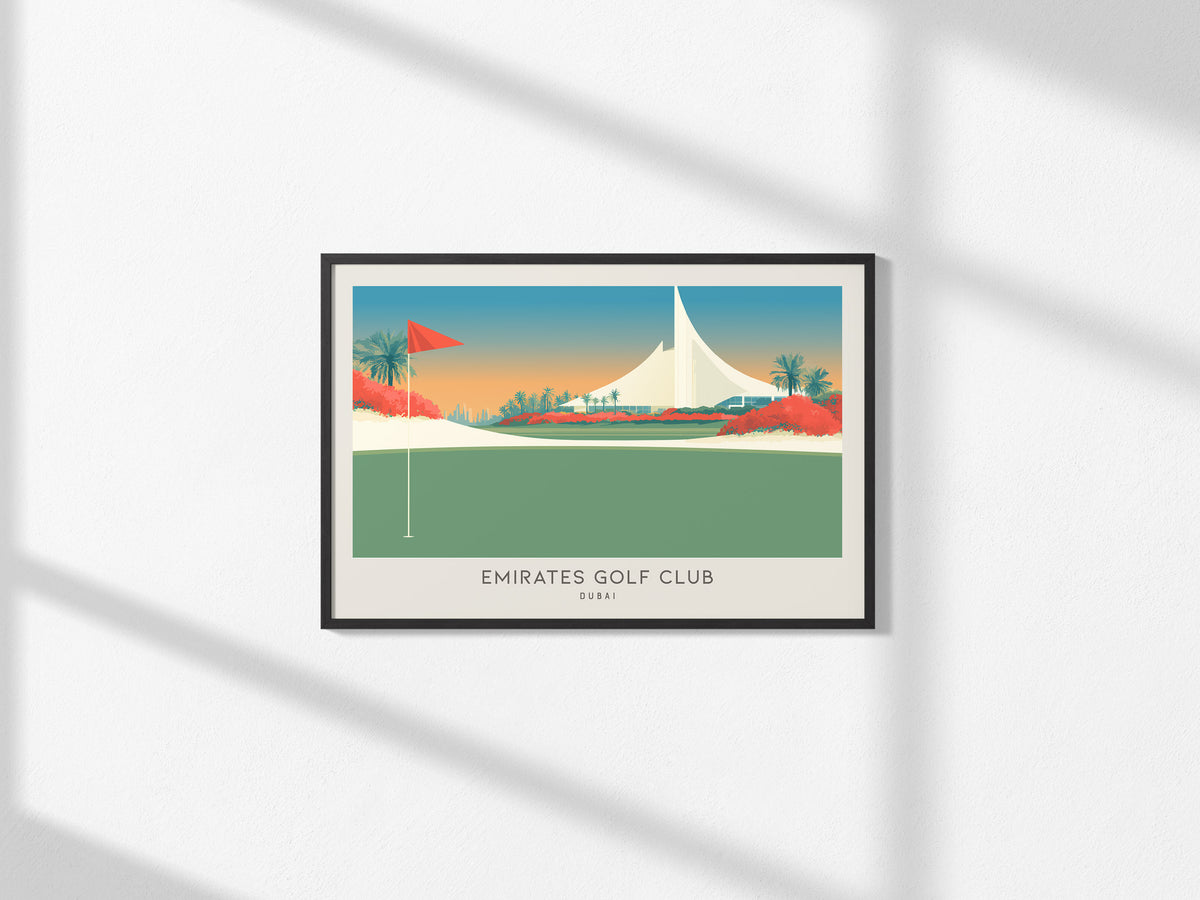 Emirates Golf Club Landscape Matte Border Poster | Dubai Golf Wall Art & Framed or Unframed — framed and ready to hang, 2x3 i