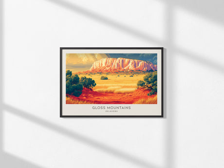 Gloss Mountains Landscape Matte Border Poster | Oklahoma Framed or Unframed Travel Wall Art — framed and ready to hang, 2x3 i