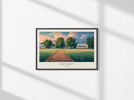 Fort Scott Landscape Matte Border Poster | Kansas Destination Print Travel Wall Art — framed and ready to hang, 2x3 in