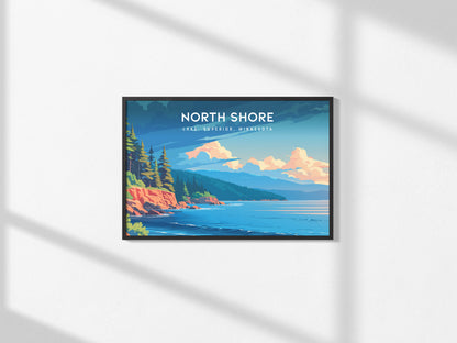 North Shore, Lake Superior, Minnesota Landscape Poster | Lake, Superior, Minnesota | Destination Print & Coastal Beach Decor