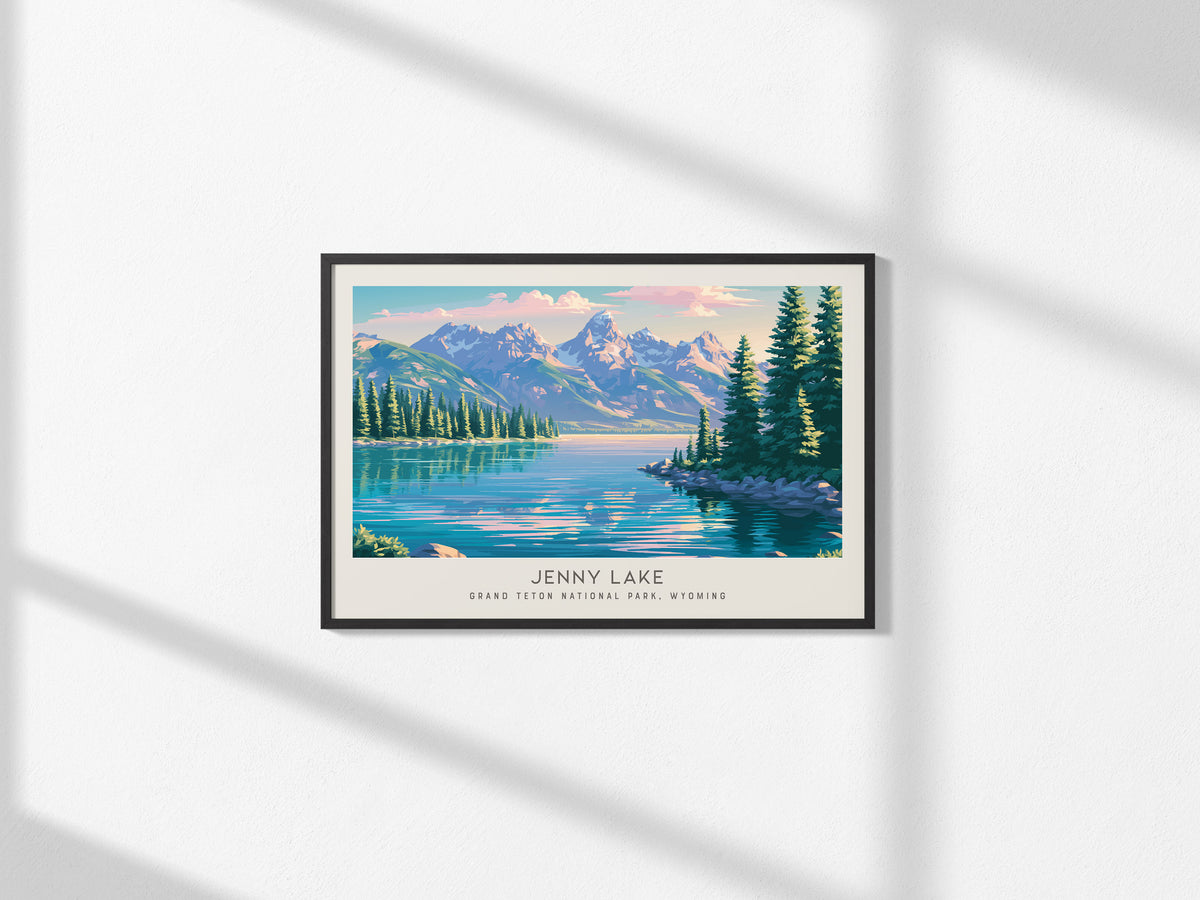 Jenny Lake Landscape Matte Border Poster | Grand Teton National Park, Wyoming Vacation Wall Art — framed and ready to hang, 2