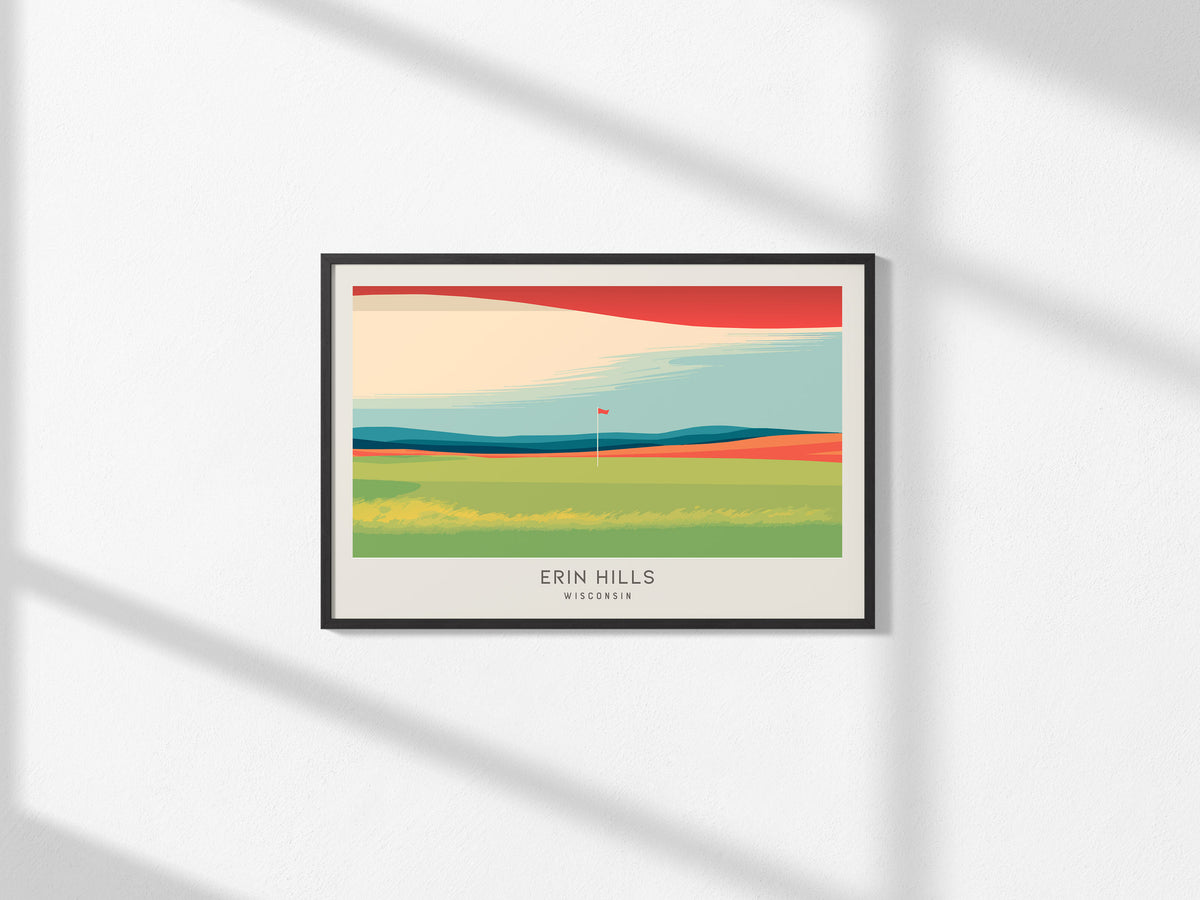 Erin Hills Landscape Matte Golf Wall Art | Wisconsin Links Poster — framed and ready to hang, 2x3 in