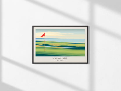 Carnoustie Landscape Matte Border Poster | Scotland Golf Course Print Travel Wall Art — framed and ready to hang, 2x3 in