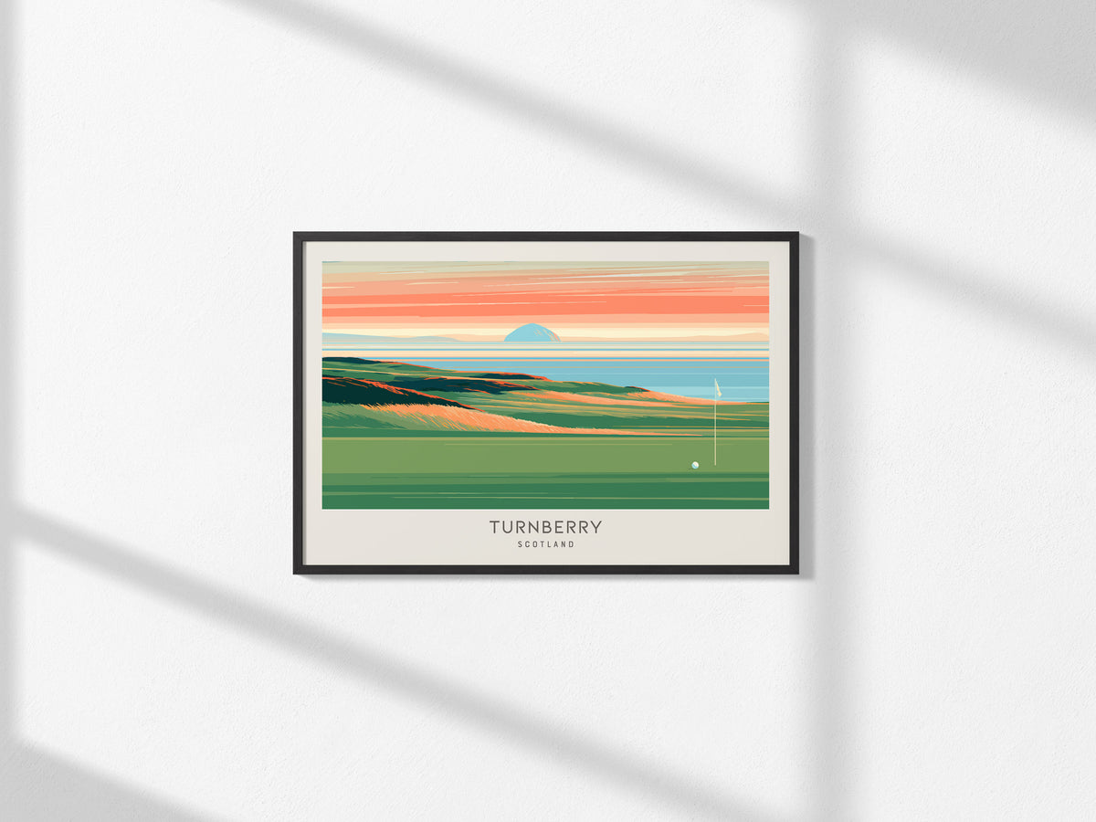 Turnberry Landscape Matte Border Poster | Scotland Golf Course Print & Country Club Decor — framed and ready to hang, 2x3 in